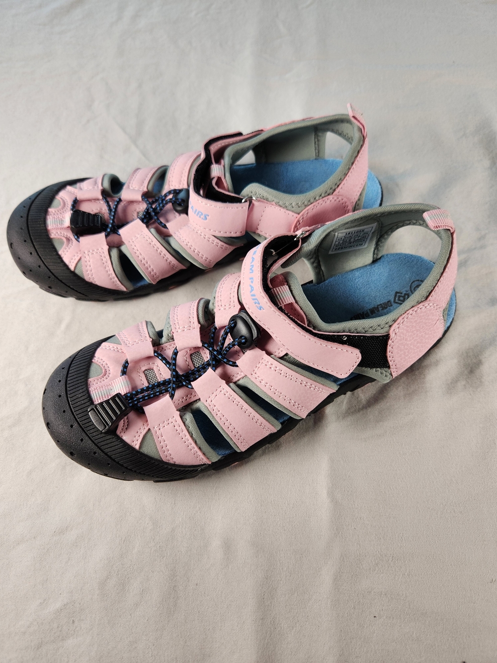 Dream Pairs Kids Strappy Closed Toe Sandals Pink/Black US Size 6 Hook & Loop